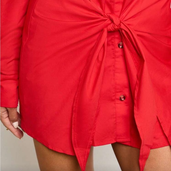 Red Button-Up Mini Dress - Picture 3 of 4